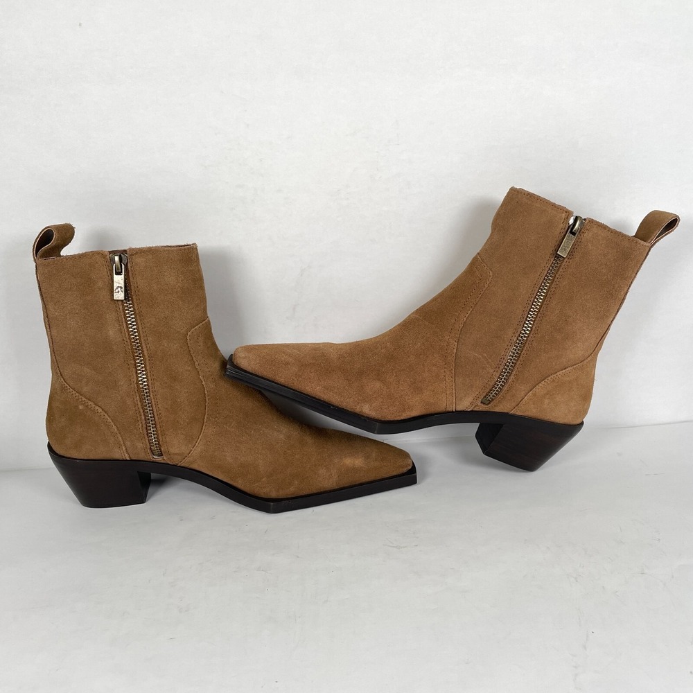 MNG Ankle Boots Womens Size 38 US 7.5 Brown Suede Square Toe Zip Up Shoes - Picture 7 of 10